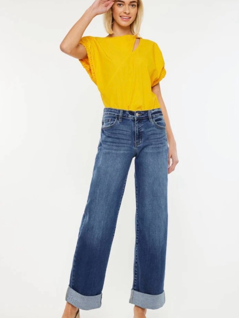 Kan Can  HIGH RISE WIDE LEG JEANS-KC20083M